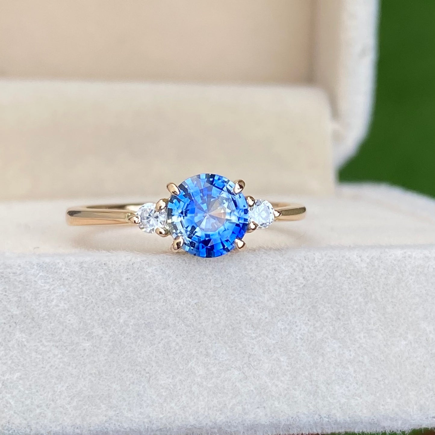 Natural Bicolor Sapphire Diamond Ring 14K Rose Gold