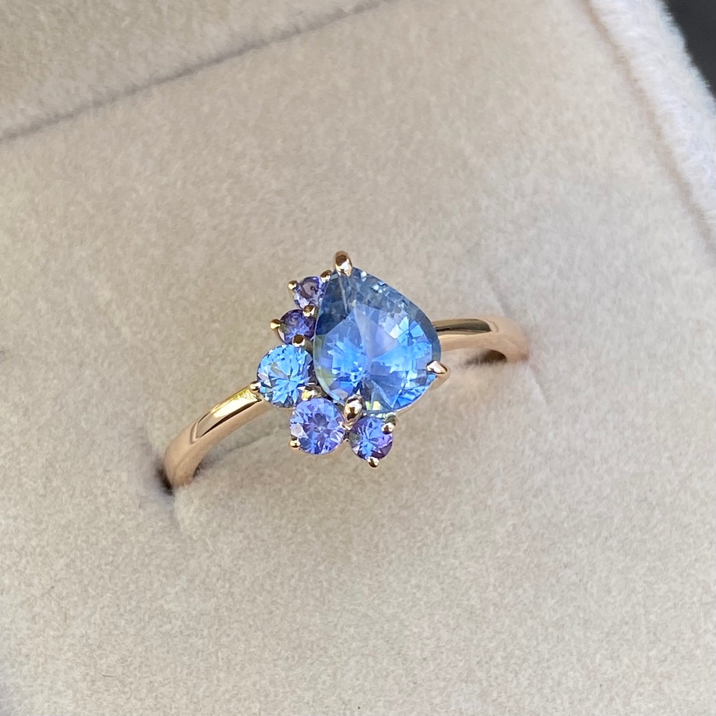 Lavender Sapphire cluster Ring / Unique Engagement Ring / Lavender Blue Sapphire ring / Proposal Ring