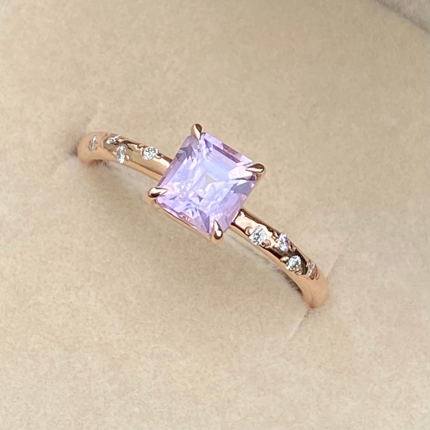 Blush Pink Sapphire Ring 14K Rose Gold