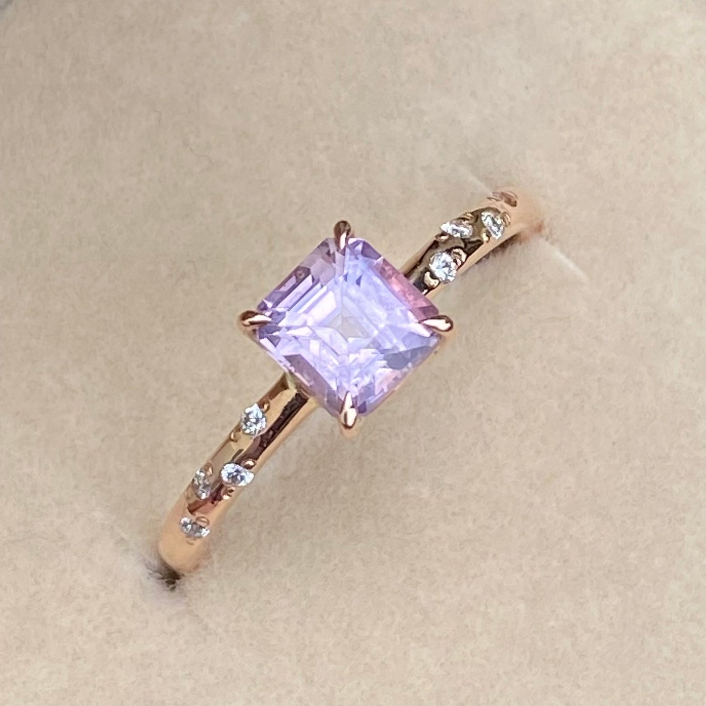 Blush Pink Sapphire Ring 14K Rose Gold