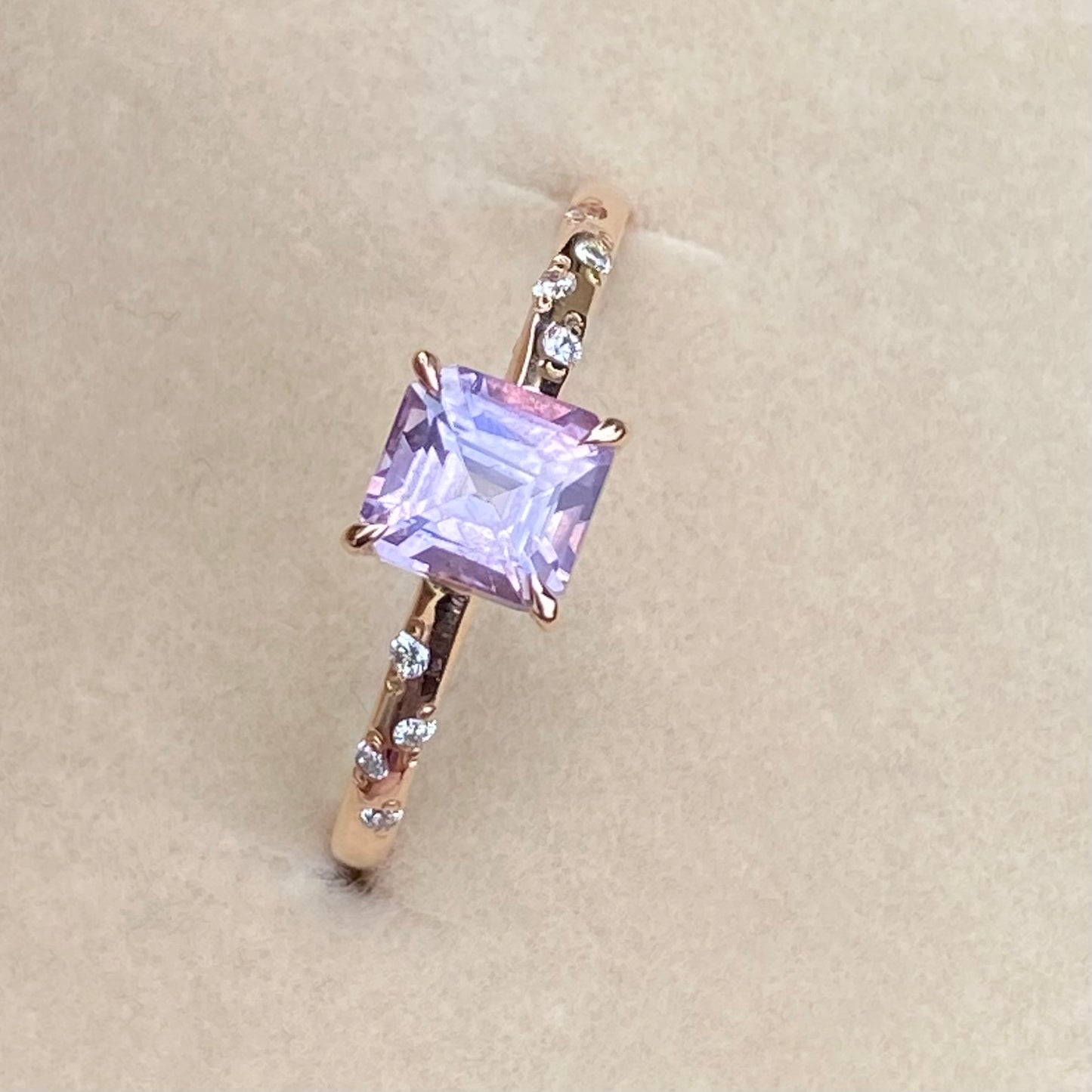 Blush Pink Sapphire Ring 14K Rose Gold